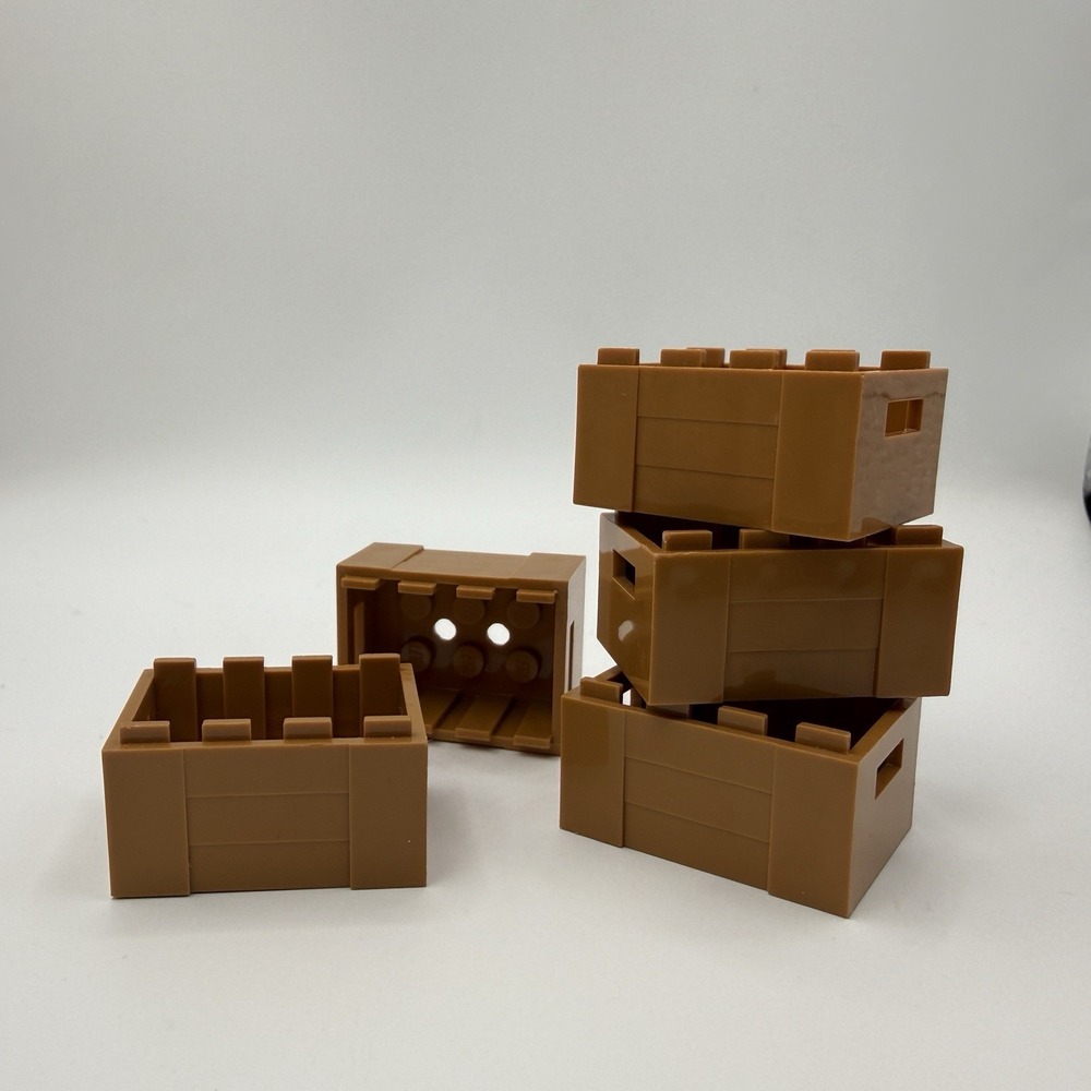 5 LEGO Medium Dark Flesh Container Crate Box with Handhold (30150) - 5 Pieces